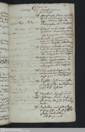 Nr. 776 - 846: Continuatio Catalogi Codd. Manuscriptorum in forma minori