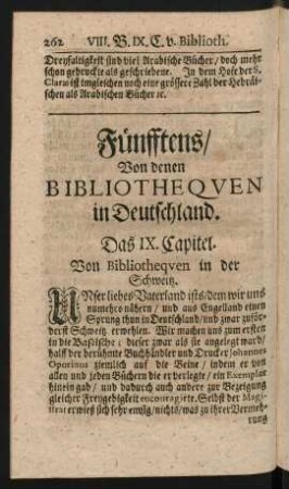 Fünfftens/ Von denen Bibliothequen in Deutschland.