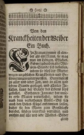 Von den Kranckheiten der Weiber. Ein Buch.