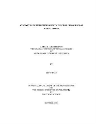 An analysis of Turkish modernity through discourses of masculinities