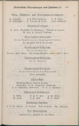 Färber-Amt. Fettwaaren-Handlungen. Fortepiano-Fabriken. Der Frauenverein. [Friseure. Fuhrleute.]