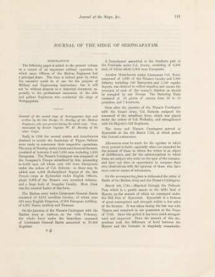 Journal of the siege of Seringapatam