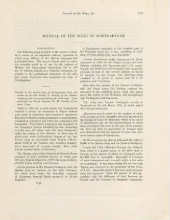 Journal of the siege of Seringapatam