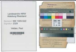 Entnazifizierung Paul Van Der Velden , geb. 19.10.1893 (Metzger)