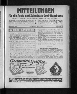 Jahrgang 1925, Hamburg, den 5. Juli, Nummer 27