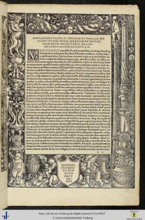 Amplissimo patri D. Thomae Ruthallo episcopo Dunelmensi … Erasmus Roterodamus s. d.