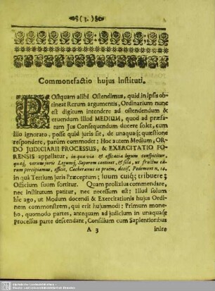 Commonefactio hujus Instituti