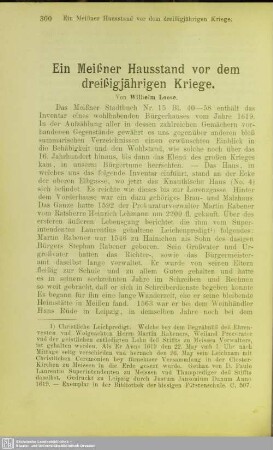 Ein Meißner Hausstand vor dem dreißigjährigen Kriege