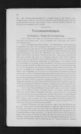 Vereinsmitteilungen.
