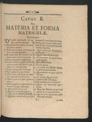Caput II. De Materia Et Forma Matriculae.