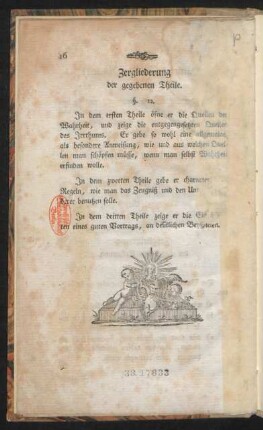 Zergliederung der gegebenen Theile