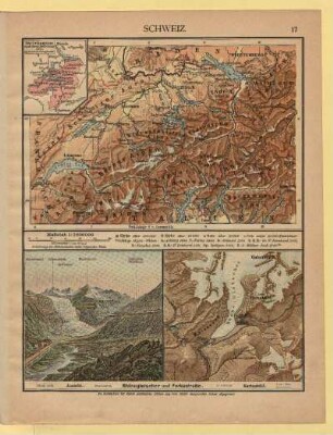 Schweiz [Ansicht und Karte vom Rhônegletscher]