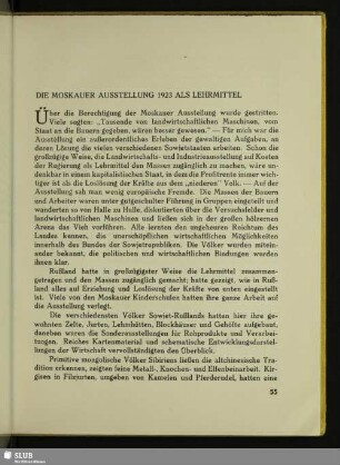 Die Moskauer Ausstellung 1923 Als Lehrmittel