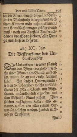(XC.) Die Bestraffung der Undankbarkeit.