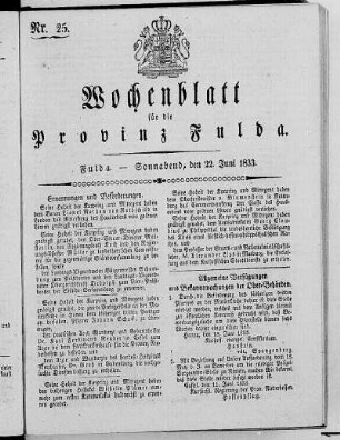 Nr. 25, Ausgabe vom 22. Juni 1833