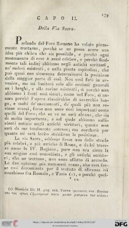 Capo II: Della Via Sacra