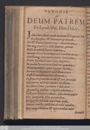 Parodia Ad Deum Patrem Ex Epod. libr. Hor. Od. 17.