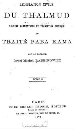 Traité Baba Kama / nouveau comm. et trad. critique par Israel-Michel Rabbinowicz