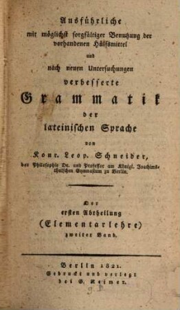 Elementarlehre der lateinischen Sprache, 2