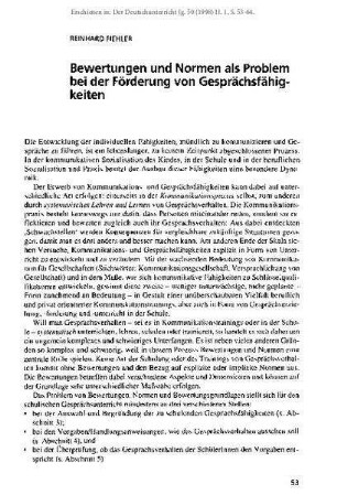 Bewertungen und Normen als Problem bei der Förderung von Gesprächsfähigkeiten