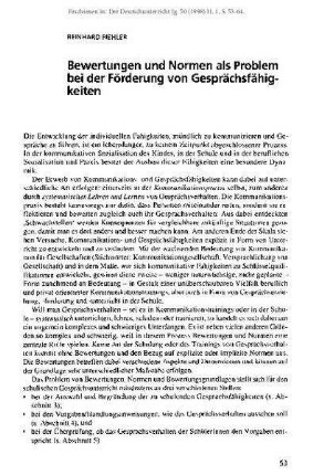 Bewertungen und Normen als Problem bei der Förderung von Gesprächsfähigkeiten