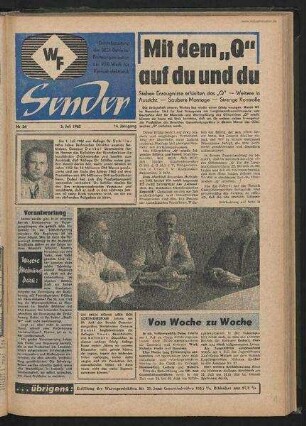 Betriebszeitung 'WF-Sender', Nr.26/1962 (5. Juli 1962)