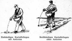 "Einhändiges Kartoffellegen mit Antreten" und "Beidhändiges Kartoffellegen ohne Antreten"