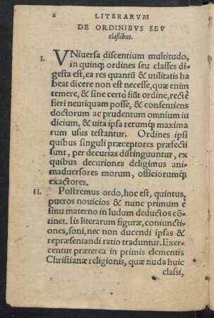 De Ordinibus Seu claßibus.