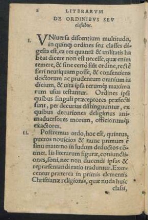 De Ordinibus Seu claßibus.