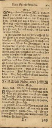 XVIII. Vom Gebet, oder heiligen Vater-Unser.