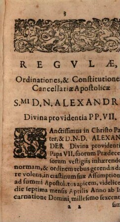 Constitutiones Cancellariae Romanae sub Alexandro 7.