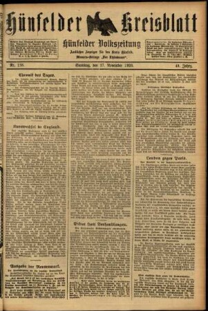Ausgabe vom Samstag, den 17. November 1923.