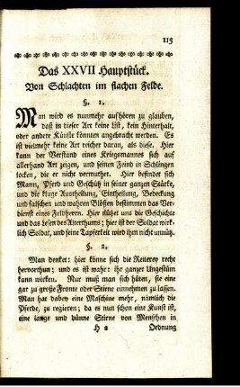 Das XXVII Hauptstück. Von Schlachten im flachen Felde.