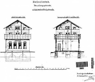 Ebersbach (Fils): Empfangsgebäude Schnitt,Ansicht