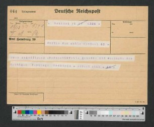 Telegramm an Werner von Melle