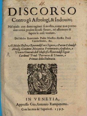 Discorso contro gli astrologi et Indovini