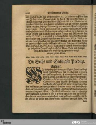 Die Sechs und Sechzigste Predigt.