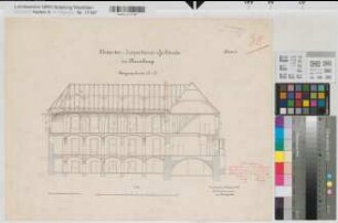 Arnsberg (Arnsberg) Katasterinspektion Inventarzeichnung Blatt 4 Längenschnitt 1889 1 : 100 39,5 x 52 Druck: Bogdan Gisevius, Berlin Landgrebe, Kreisbauinspektor Staatshochbauamt Soest-Arnsberg