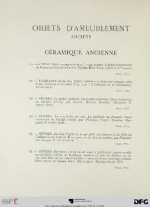 Objets d’ameublement anciens (Nr. 60-107)