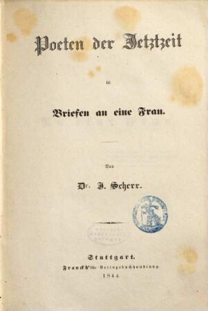 Poeten der Jetztzeit in Briefen an eine Frau