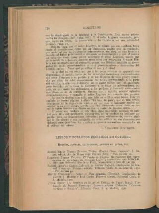 Libros y folletos recibidos en Octubre