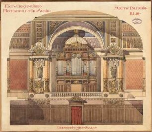 Hochschule für Musik, Berlin Schinkelwettbewerb 1890: Querschnitt des Saales 1:33 1/3