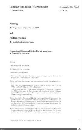 Antrag der SPD: Erdwärmenutzung