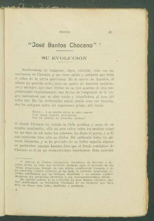 "José Santos Chocano" : Su evolución)