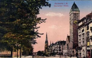 Postkartenalbum. "Karlsruhe i. B. - Durlacher Allee". Durlacher Allee, Lutherkirche