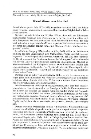 Bernd Mirow zum Abschied