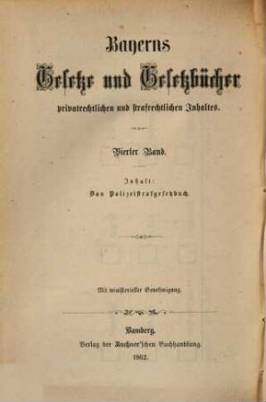 Das Polizeistrafgesetzbuch für das Königreich Bayern