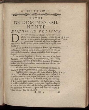 XXVIII. De Dominio Eminente Disquisitio Politica.