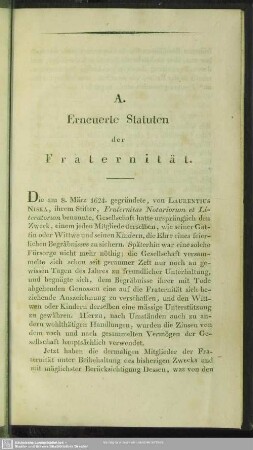 A. Erneuerte Statuten der Fraternität