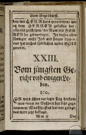 XXIII. Vom jüngsten Gericht und ewigen Leben.